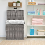 JIOABL Laundry Hamper with Lid, Clothes Hamper with Removable Liner Bags, Synthetic Rattan Laundry Basket for Clothes Toys in Bathroom Bedroom