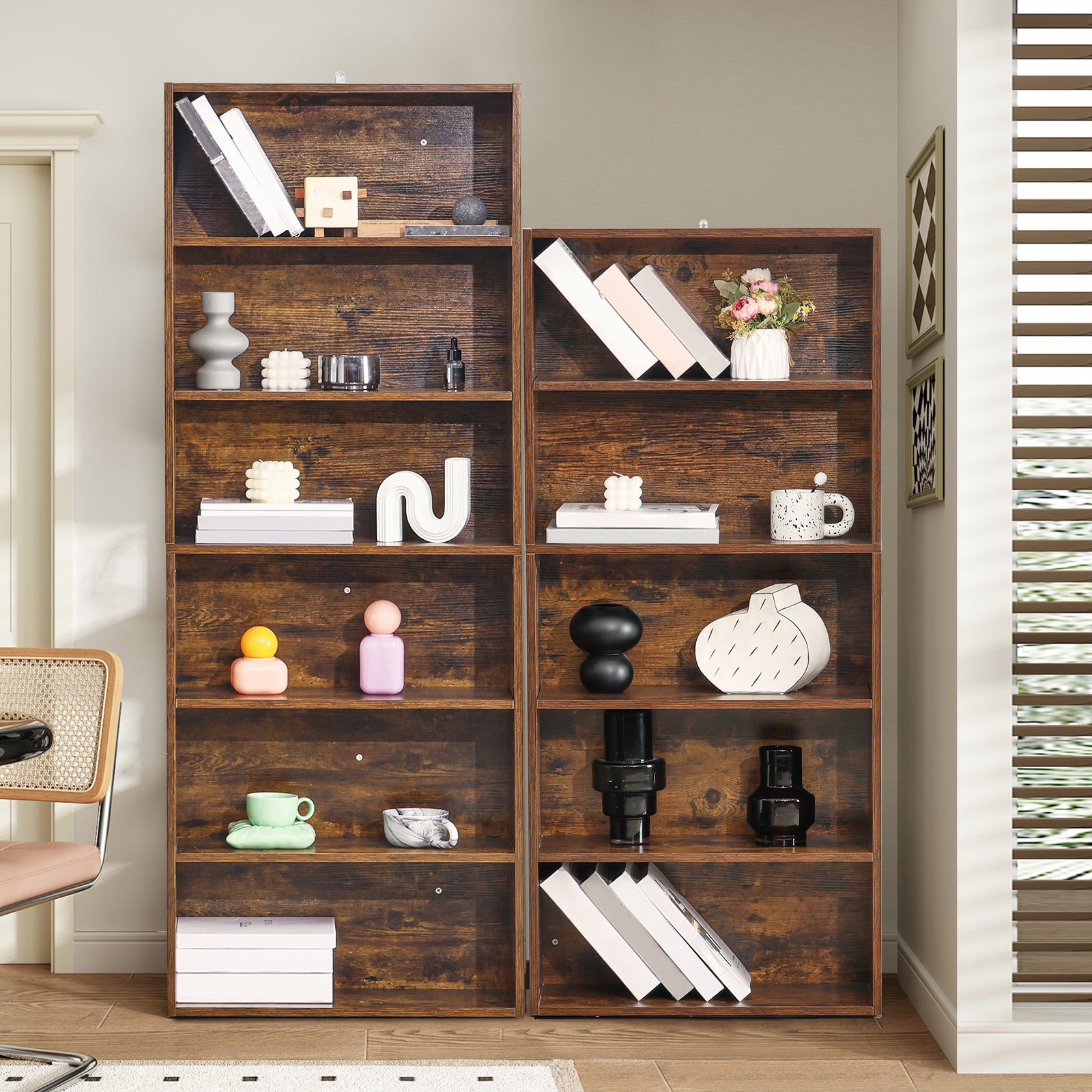 JIOABL Bookcase, 53 Inch Large Storage Tall Standing Bookshelf with Adjustable Shelves for Home Office, Living Room, Bed Room