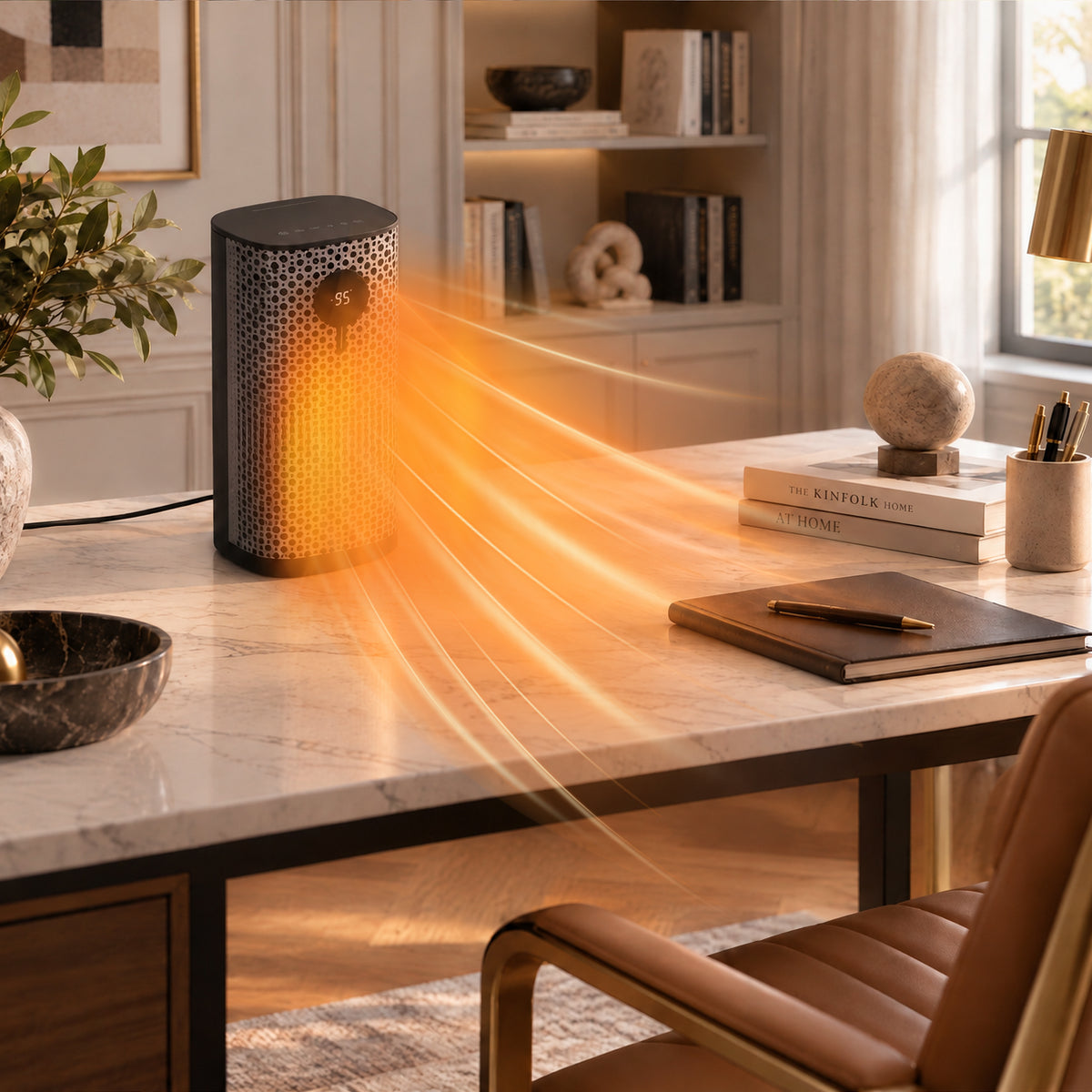 JIOABL Square Desktop Heater | 1500W, 5 Working Modes, 70° Oscillation, Quiet, Tip-Over and Overheat Safety Protection
