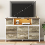 JIOABL TV Stand with  Fabric Drawers & Power Outlet, LED TV Console with USB & Type-C, Storage Dresser for Living Room
