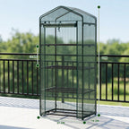 JIOABL 4-Tier Mini Greenhouse with PE Cover, Portable Plant Grow House with Zipper Door & Steel Frame for Indoor Outdoor Garden, Green