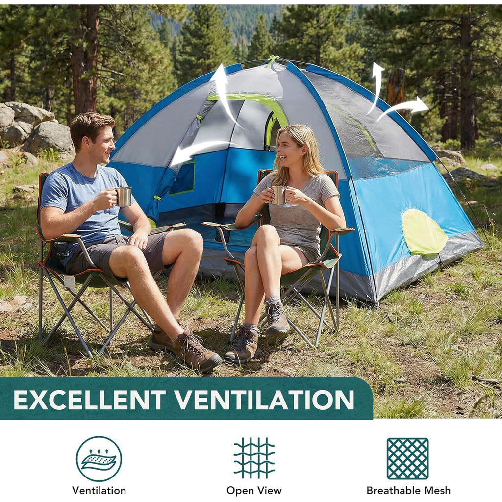 JIOABL Dome Camping Tent, Waterproof Polyester with Rainfly, Easy Setup, Ventilated Windows & Skylights, Portable Backpacking Tent