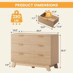 JIOABL Wood Dresser with Fluted Panel Design, Modern Storage Cabinet for Bedroom, Living Room, Hallway, Natural Oak