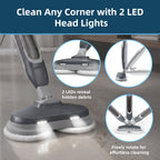 JIOABL Scrubbing Steam Mop with Dual Rotating Pads, LED Headlights and Adjustable Steam Modes for Sealed Hard Floors