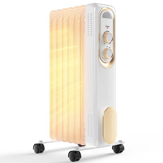 JIOABL Oil Filled Radiator Heater for Indoor Use, 1500W with Adjustable Thermostat, for Office Bedroom Home,Black