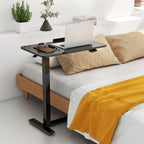JIOABL Adjustable Overbed Bedside Table with Hidden Wheels for Hospital