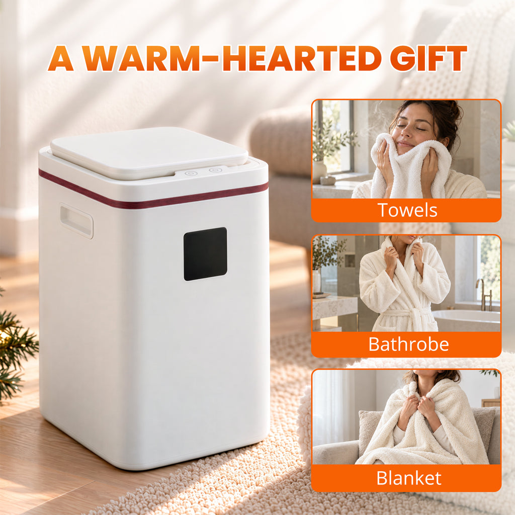 IOABL Square Towel Warmer Bucket, 20L Stainless Steel Liner, 3 Timer Settings (20/40/60 Mins), Ideal for Towels, Bathrobes, Blankets