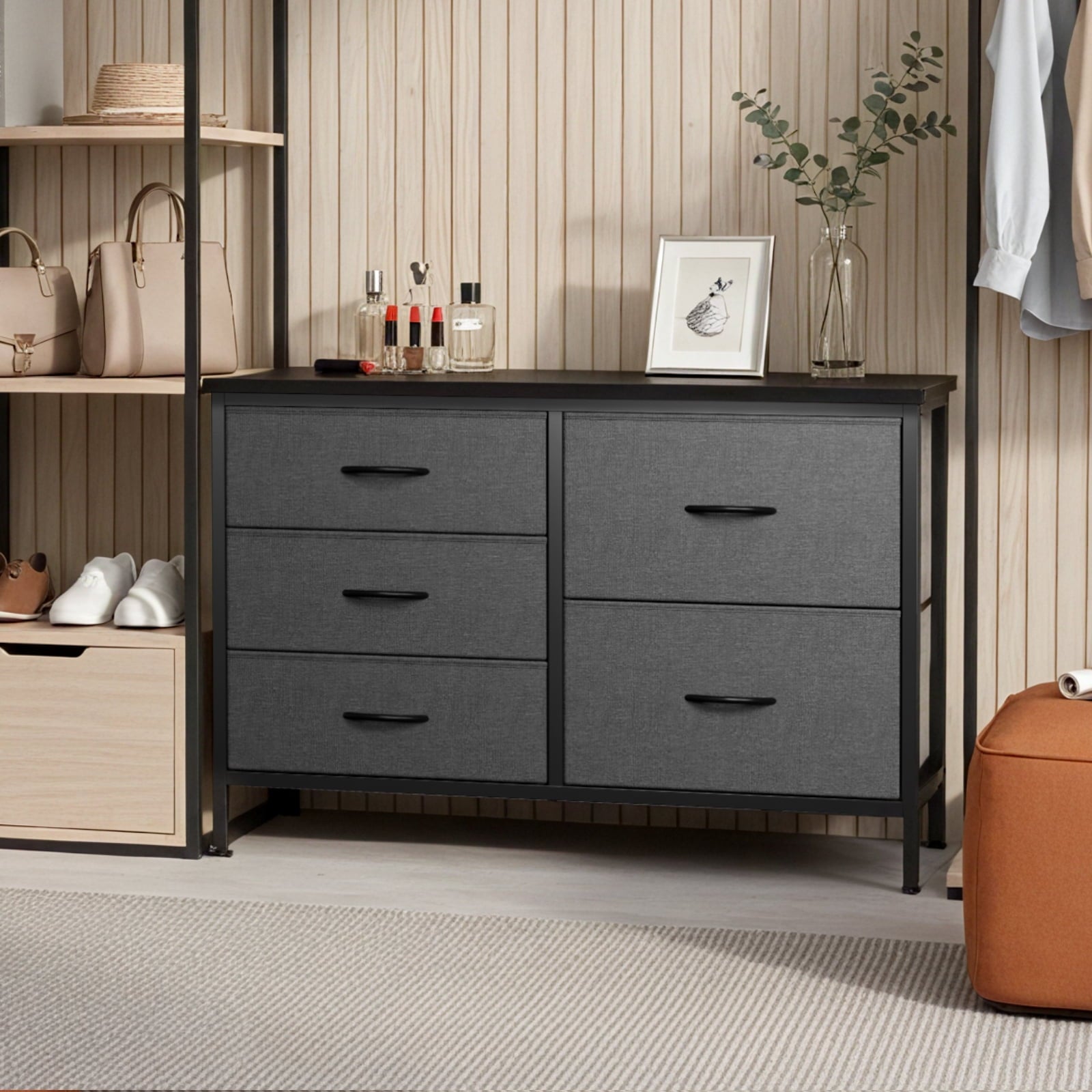 JIOABL 5-Drawer Dresser with Drawer Organizers for Bedroom, Living Room, or Closet