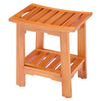 JIOABL Pine Wood Shower Bench, 250lbs Capacity, Waterproof, Non-Slip, Adjustable, for Indoor & Outdoor Use - Natural Finish