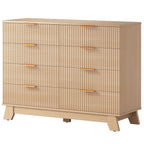 JIOABL Wood Dresser with Fluted Panel Design, Modern Storage Cabinet for Bedroom, Living Room, Hallway, Natural Oak