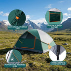 JIOABL Dome Camping Tent, Waterproof Polyester with Rainfly, Easy Setup, Ventilated Windows & Skylights, Portable Backpacking Tent