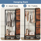 JIOABL 4 Drawer Dresser with Hanging Rack, Steel Frame, Fabric Drawers, Tall Storage Organizer for Bedroom
