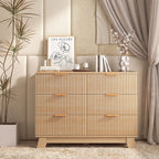 JIOABL Wood Dresser with Fluted Panel Design, Modern Storage Cabinet for Bedroom, Living Room, Hallway, Natural Oak