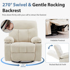 JIOABL Swivel Rocker Recliner Chair with Massage and Heat, Adjustable Recline, Chenille Fabric