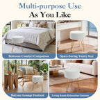 JIOABL Ottoman Foot Stool & Vanity Stool, 350lbs Capacity, Thick Cushion, Gold Metal Legs, for Bedroom & Living Room