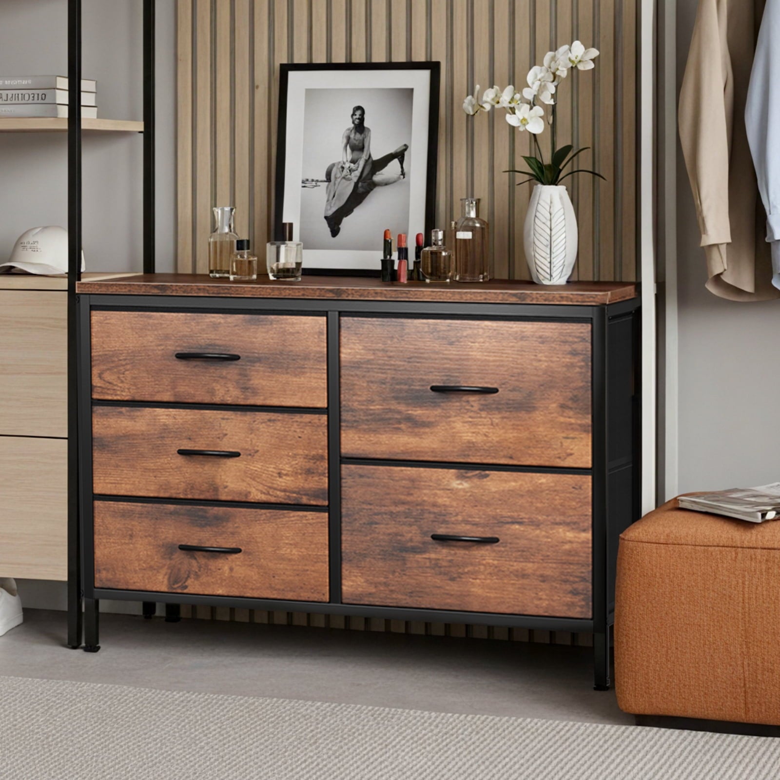 JIOABL 5-Drawer Dresser with Drawer Organizers for Bedroom, Living Room, or Closet