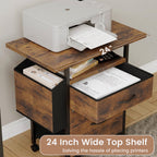JIOABL Rolling Printer Stand with 2 Fabric Drawers, Storage Shelf, Side Organizer Bag and Lockable Wheels for Home Office