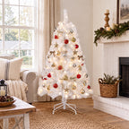 JIOABL Pre-Lit Artificial Christmas Tree, Pre Strung LED Lights, Indoor Xmas Holiday Decor with Metal Stand