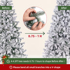 JIOABL Flocked Pre-lit Artificial Christmas Tree with Premium Multicolor Lights