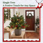 JIOABL Lighted Christmas Urn Filler, 24 in Artificial Pine Branches with 50 Warm White LEDs, 8 Modes and Timer, Indoor Outdoor Decor