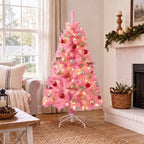 JIOABL Pre-Lit Artificial Christmas Tree, Pre Strung LED Lights, Indoor Xmas Holiday Decor with Metal Stand