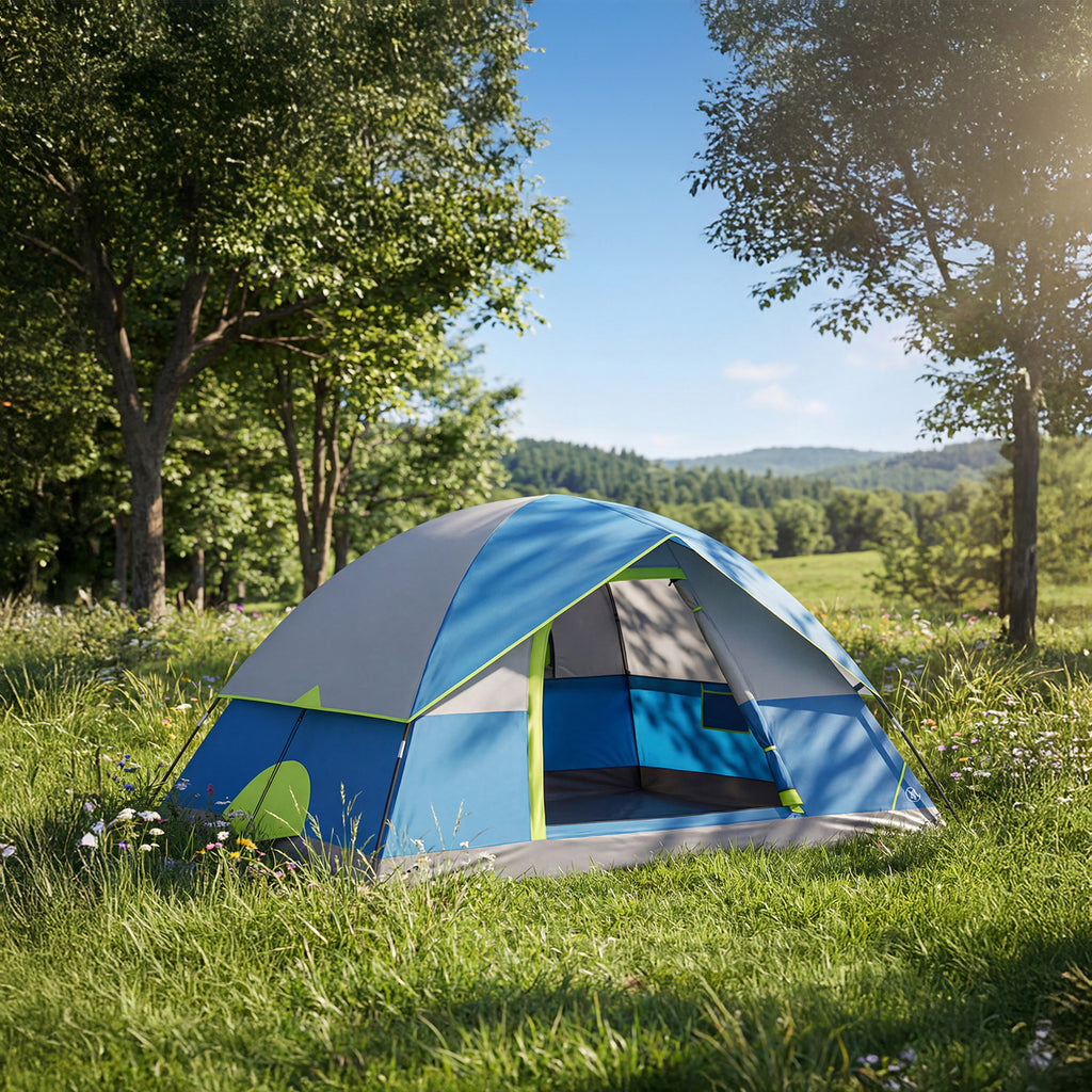 JIOABL Dome Camping Tent, Waterproof Polyester with Rainfly, Easy Setup, Ventilated Windows & Skylights, Portable Backpacking Tent