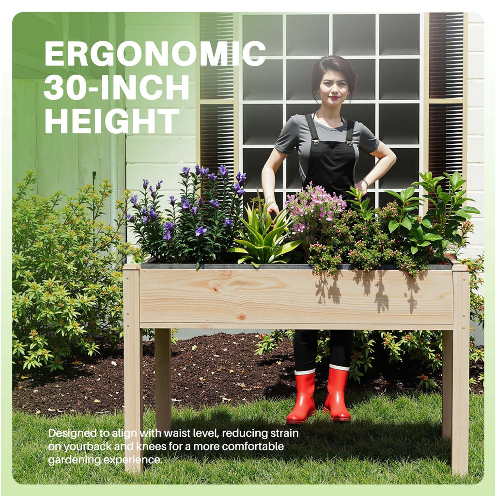 JIOABL Raised Garden Bed with Legs, Elevated Planter Box w/Bed Liner for Herbs Flowers Vegetables