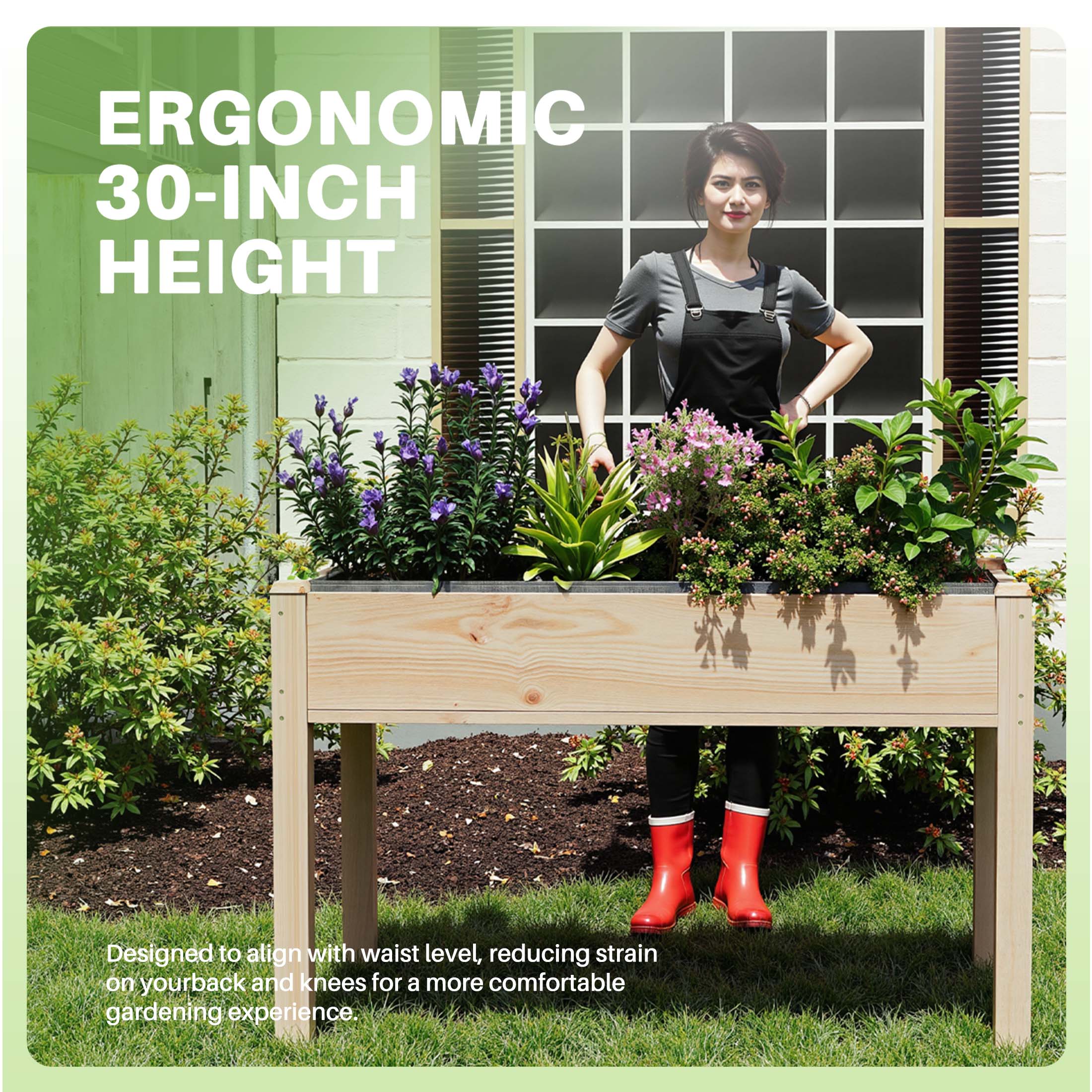 JIOABL Raised Garden Bed with Legs, Elevated Planter Box w/Bed Liner for Herbs Flowers Vegetables