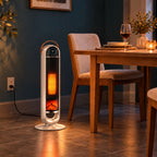 JIOABL Tall Tower Flame Heater with Light | 1500W, 4 Functions, 3s Quick Heat, 2 Heat Settings, Low Noise, Oscillation & Timer
