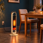 JIOABL Tall Tower Flame Heater with Light | 1500W, 4 Functions, 3s Quick Heat, 2 Heat Settings, Low Noise, Oscillation & Timer
