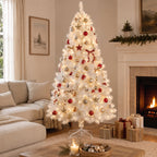 JIOABL Pre-Lit Artificial Christmas Tree, Pre Strung LED Lights, Indoor Xmas Holiday Decor with Metal Stand