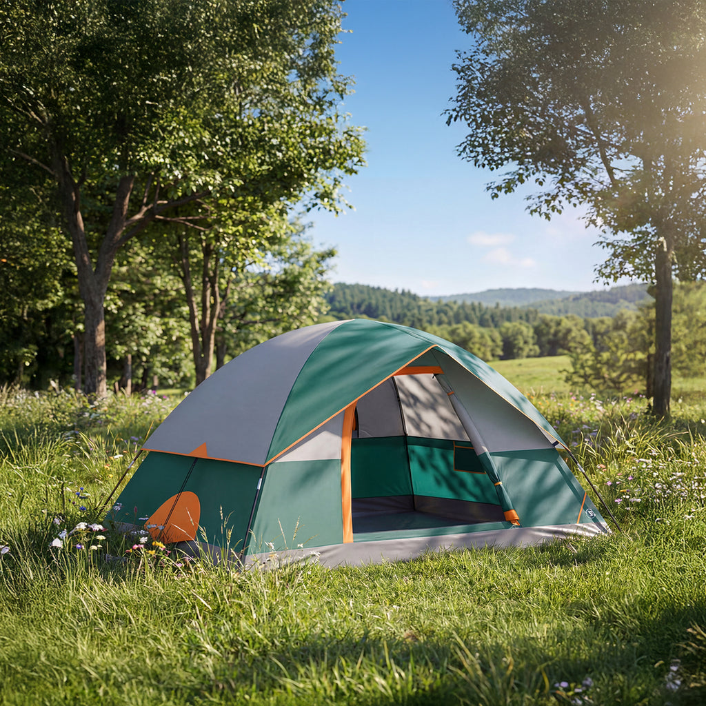 JIOABL Dome Camping Tent, Waterproof Polyester with Rainfly, Easy Setup, Ventilated Windows & Skylights, Portable Backpacking Tent