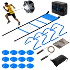 JIOABL Agility Ladder Training Set with Speed Parachute, Hurdles, Cones, Jump Rope for Soccer Football Speed & Agility, Yellow