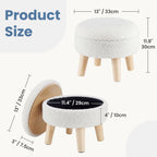 JIOABL Ottoman with Storage, 350lbs Capacity, Soft Teddy Fabric, Round Footrest, Wooden Legs, for Living Room & Bedroom