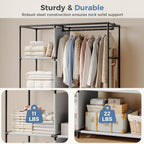JIOABL Portable Clothes Rack with Shelves, Freestanding Closet Organizer with Hanging Rods for Bedroom, Entryway