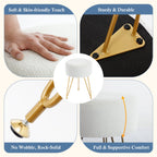 JIOABL Ottoman Foot Stool & Vanity Stool, 350lbs Capacity, Thick Cushion, Gold Metal Legs, for Bedroom & Living Room
