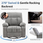 JIOABL Swivel Rocker Recliner Chair with Massage and Heat, Adjustable Recline, Chenille Fabric
