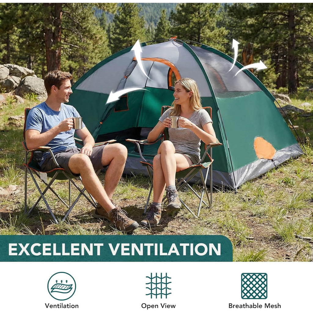 JIOABL Dome Camping Tent, Waterproof Polyester with Rainfly, Easy Setup, Ventilated Windows & Skylights, Portable Backpacking Tent