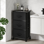 JIOABL Dresser Storage with 3 Drawers, Fabric Tower, Vertical Storage Unit with Wheels & Adjustable Handles for Bedroom, Closet, Office