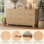 JIOABL Wood Dresser with Fluted Panel Design, Modern Storage Cabinet for Bedroom, Living Room, Hallway, Natural Oak