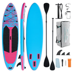 JIOABL 10'5" Inflatable Stand Up Paddle Board, Wide Stable Design, Non-Slip Deck, with Premium SUP Paddle, Pump, Backpack & Leash, Blue White
