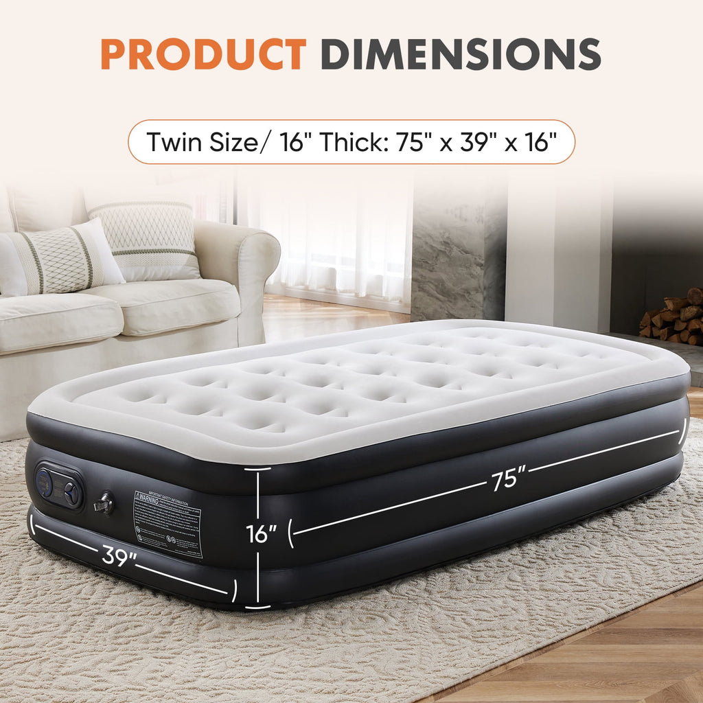 JIOABL  Air Mattress, Portable Low Noise Colchone Inflable with Built in Pump, Maximum Weight Capacity 600 lbs Air Bed for Camping, Beach, Outdoor