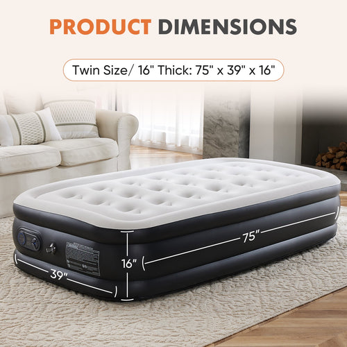 JIOABL  Air Mattress, Portable Low Noise Colchone Inflable with Built in Pump, Maximum Weight Capacity 600 lbs Air Bed for Camping, Beach, Outdoor