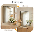 JIOABL Square with Rounded Corners Bathroom Mirror, Aluminum Wall-Mounted Tempered Glass Mirror - Perfect for Bathroom, Bedroom & Living Room