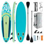 JIOABL 10'5" Inflatable Stand Up Paddle Board, Wide Stable Design, Non-Slip Deck, with Premium SUP Paddle, Pump, Backpack & Leash, Blue White