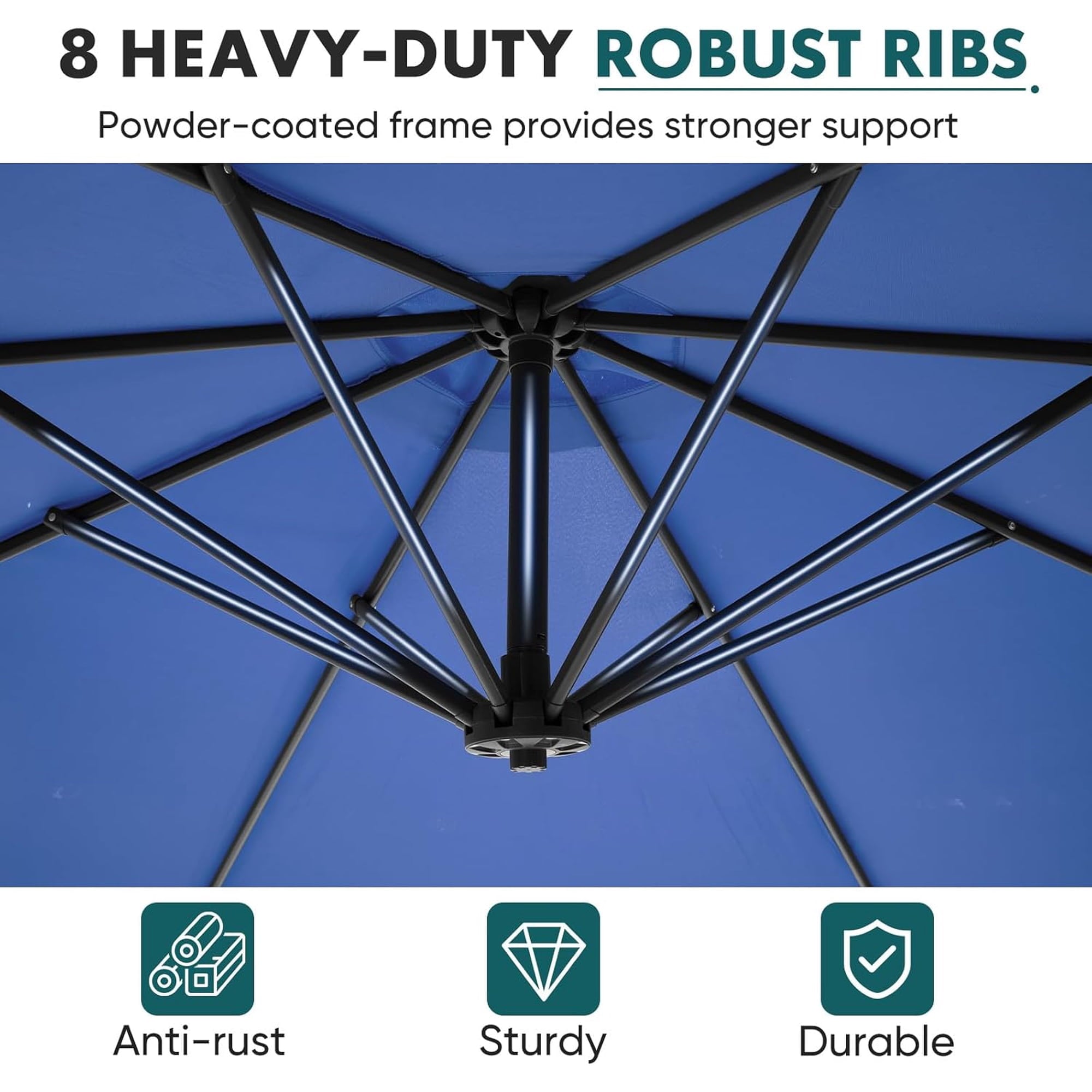 JIOABL 10FT Offset Patio Umbrella with Base, Cantilever Outdoor Umbrella with Crank, 8 Ribs, UV-Resistant & Vented Canopy for Patio, Pool, Garden