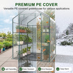 JIOABL 3-Tier Walk-In Greenhouse with PVC Cover, Roll-Up Zipper Door & Side Windows, Steel Frame, Outdoor Plant Greenhouse for Garden, Patio, Glear