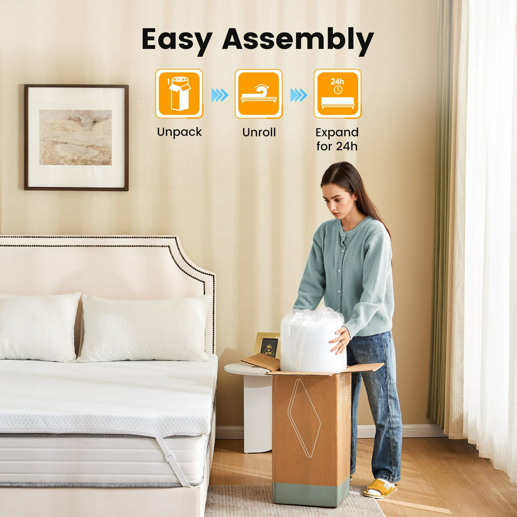 JIOABL Cooling Gel Memory Foam Mattress Topper for Relieve Back Pain, Ventilated Design, CertiPUR-US Certified, Removable Plush Cover