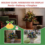 JIOABL Lighted Christmas Urn Filler, 24 in Artificial Pine Branches with 50 Warm White LEDs, 8 Modes and Timer, Indoor Outdoor Decor