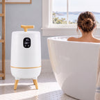 JIOABL 20L High-Leg Round Towel Warmer Bucket | Fits Two 40"x70" Towels, One-Touch, 60 Min Timer, Bluetooth Speaker & Ambient Ligh